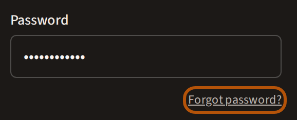 The password box on the sign-in page, with the small Forgot password? link beneath it ringed.