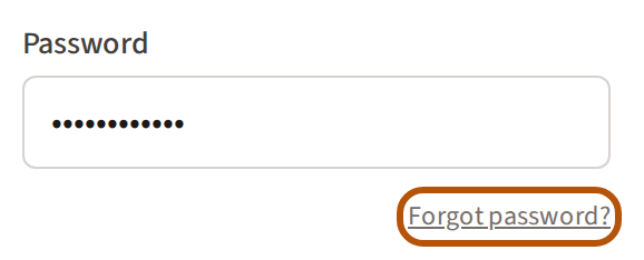 The password box on the sign-in page, with the small Forgot password? link beneath it ringed.