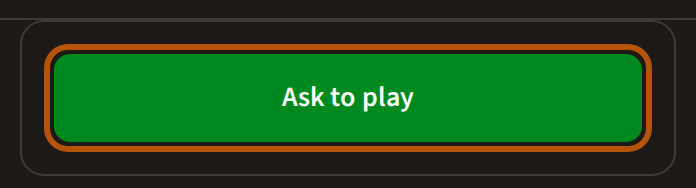 A green Ask to play button, ringed, on the Clubhouse of a Regular Event the member is not playing in.