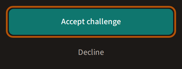 The foot of a challenge: the Accept challenge button ringed, with Decline beneath it.