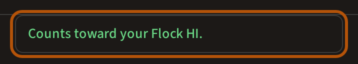 A completed solo round's Clubhouse, with the line saying it counts toward your Flock HI ringed.