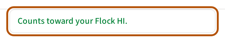 A completed solo round's Clubhouse, with the line saying it counts toward your Flock HI ringed.