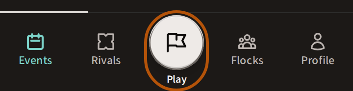 The bar, with the Play button ringed — its little arrow, or the whole button when it has no arrow, opens the Play list.