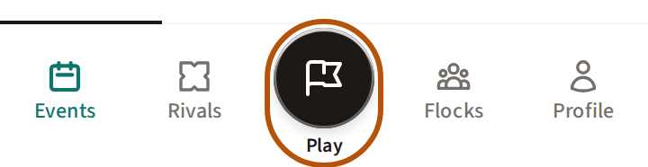 The bar, with the Play button ringed — its little arrow, or the whole button when it has no arrow, opens the Play list.